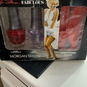 Morgan Taylor Red and Purple Nail Polish Duo with Phone Stand